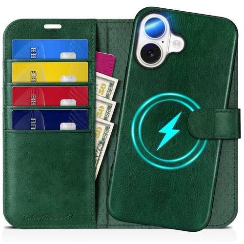 TUCCH Wallet Case for iPhone 16 Pro, [Removable] 2 in 1 [Wireless Charging] RFID Blocking [4 Card Holders] PU Leather Cover, Magnetic Detachable Folding Stand Folio Case for iPhone 16 Pro, Light Brown - 7DAY'S