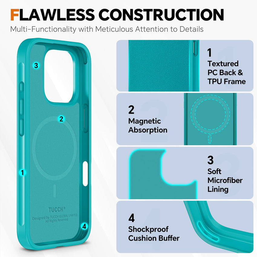 TUCCH Wallet Case for iPhone 16 Pro, [Removable] 2 in 1 [Wireless Charging] RFID Blocking [4 Card Holders] PU Leather Cover, Magnetic Detachable Folding Stand Folio Case for iPhone 16 Pro, Light Brown - 7DAY'S