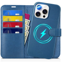 TUCCH Wallet Case for iPhone 16 Pro, [Removable] 2 in 1 [Wireless Charging] RFID Blocking [4 Card Holders] PU Leather Cover, Magnetic Detachable Folding Stand Folio Case for iPhone 16 Pro, Light Brown - 7DAY'S