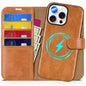 TUCCH Wallet Case for iPhone 16 Pro, [Removable] 2 in 1 [Wireless Charging] RFID Blocking [4 Card Holders] PU Leather Cover, Magnetic Detachable Folding Stand Folio Case for iPhone 16 Pro, Light Brown - 7DAY'S