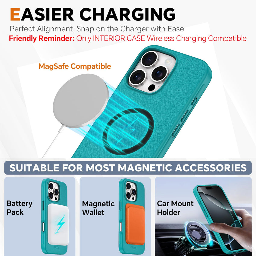 TUCCH Wallet Case for iPhone 16 Pro, [Removable] 2 in 1 [Wireless Charging] RFID Blocking [4 Card Holders] PU Leather Cover, Magnetic Detachable Folding Stand Folio Case for iPhone 16 Pro, Light Brown - 7DAY'S
