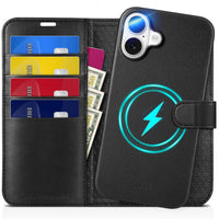 TUCCH Wallet Case for iPhone 16 Pro, [Removable] 2 in 1 [Wireless Charging] RFID Blocking [4 Card Holders] PU Leather Cover, Magnetic Detachable Folding Stand Folio Case for iPhone 16 Pro, Light Brown - 7DAY'S