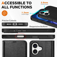 TUCCH Wallet Case for iPhone 16 Pro, [Removable] 2 in 1 [Wireless Charging] RFID Blocking [4 Card Holders] PU Leather Cover, Magnetic Detachable Folding Stand Folio Case for iPhone 16 Pro, Light Brown - 7DAY'S