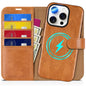 TUCCH Wallet Case for iPhone 16 Pro, [Removable] 2 in 1 [Wireless Charging] RFID Blocking [4 Card Holders] PU Leather Cover, Magnetic Detachable Folding Stand Folio Case for iPhone 16 Pro, Light Brown - 7DAY'S