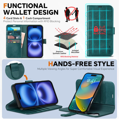 TUCCH Wallet Case for iPhone 16 Pro, [Removable] 2 in 1 [Wireless Charging] RFID Blocking [4 Card Holders] PU Leather Cover, Magnetic Detachable Folding Stand Folio Case for iPhone 16 Pro, Light Brown - 7DAY'S