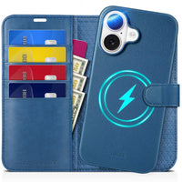 TUCCH Wallet Case for iPhone 16 Pro, [Removable] 2 in 1 [Wireless Charging] RFID Blocking [4 Card Holders] PU Leather Cover, Magnetic Detachable Folding Stand Folio Case for iPhone 16 Pro, Light Brown - 7DAY'S