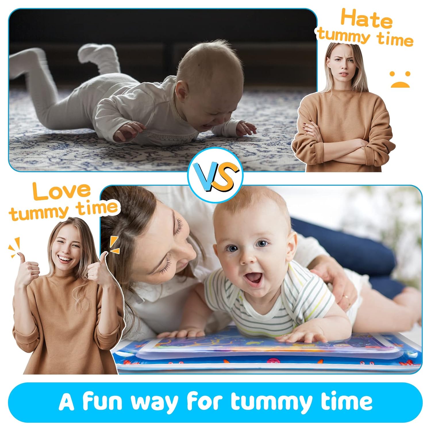 Tummy Time Water Mat丨Inflatable Tummy Time Water Play Mat for Babies, Infants and Toddlers 3 to 12 Months Promote Development Toys Baby Gifts - 7DAY'S