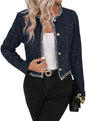 Tweed Blazers Jackets for Women Blue Fall Blazer Winter Fashion Clothes Outfits for Womens 2023 Business Work Office Casual Professional Dressy Short Jacket Suit Blue 0L - 7DAY'S