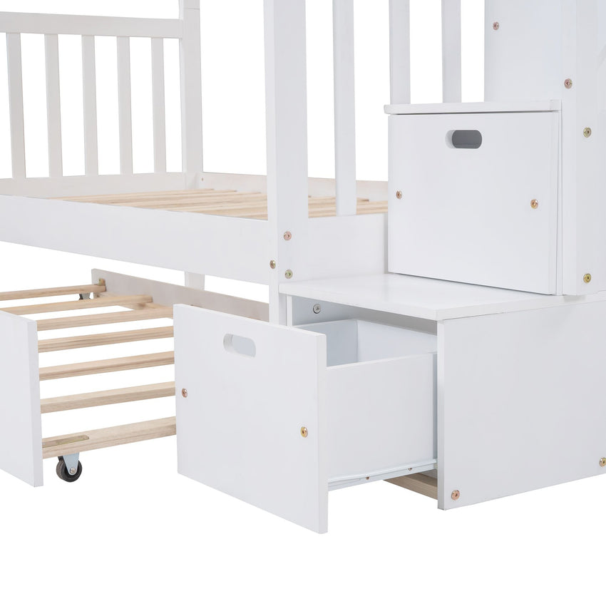 Twin over Twin/Full Bunk Bed with Twin Size Trundle - 7DAY'S