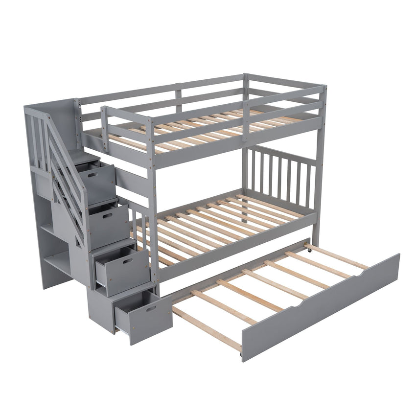 Twin over Twin/Full Bunk Bed with Twin Size Trundle - 7DAY'S