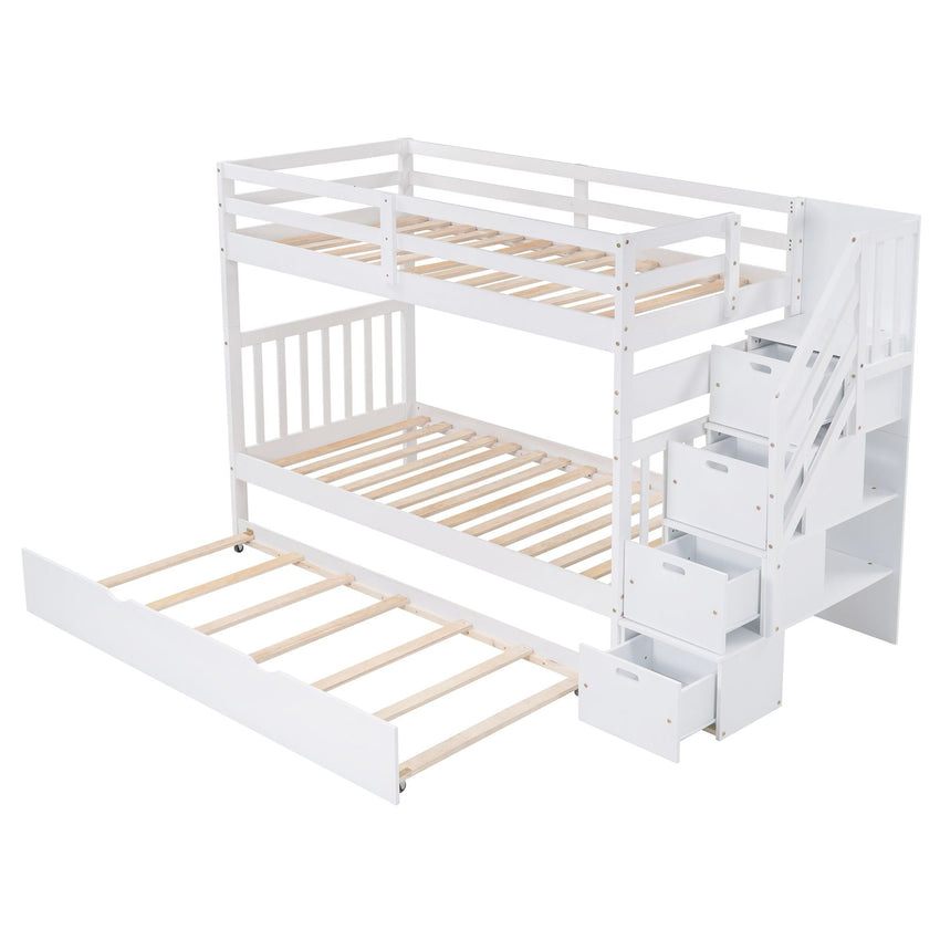 Twin over Twin/Full Bunk Bed with Twin Size Trundle - 7DAY'S