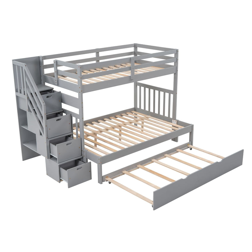 Twin over Twin/Full Bunk Bed with Twin Size Trundle - 7DAY'S