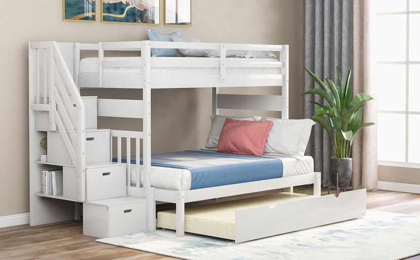 Twin over Twin/Full Bunk Bed with Twin Size Trundle - 7DAY'S