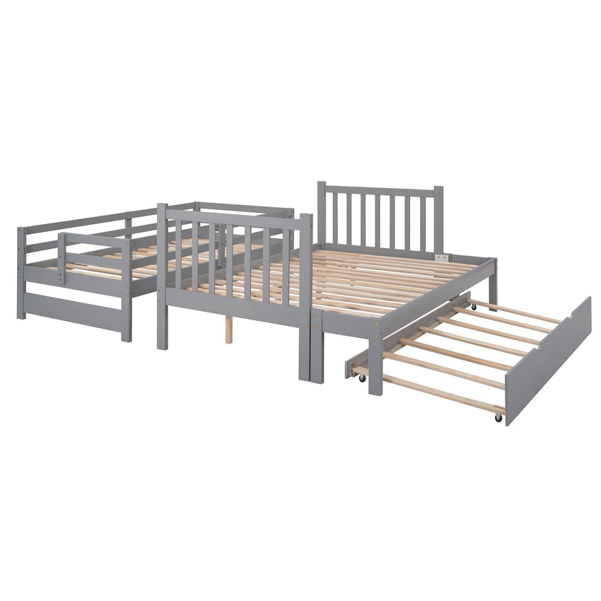 Twin over Twin/Full Bunk Bed with Twin Size Trundle - 7DAY'S