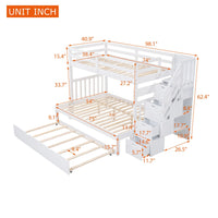 Twin over Twin/Full Bunk Bed with Twin Size Trundle - 7DAY'S