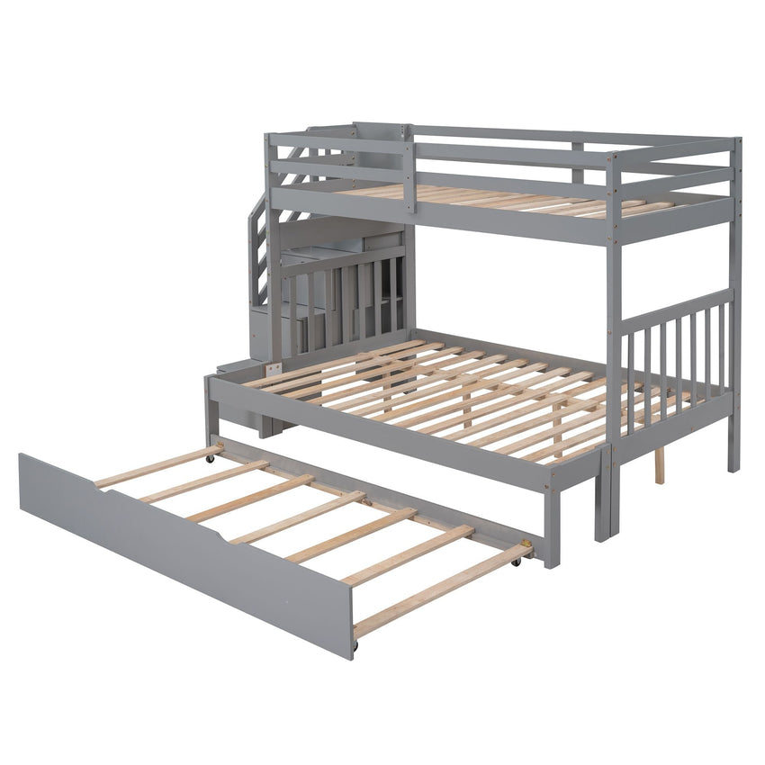 Twin over Twin/Full Bunk Bed with Twin Size Trundle - 7DAY'S