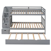 Twin over Twin/Full Bunk Bed with Twin Size Trundle - 7DAY'S