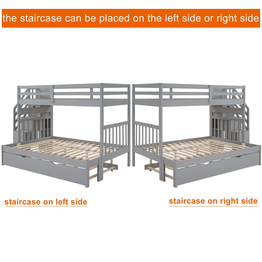 Twin over Twin/Full Bunk Bed with Twin Size Trundle - 7DAY'S