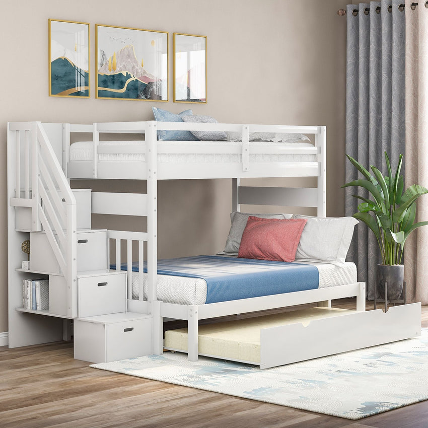 Twin over Twin/Full Bunk Bed with Twin Size Trundle - 7DAY'S