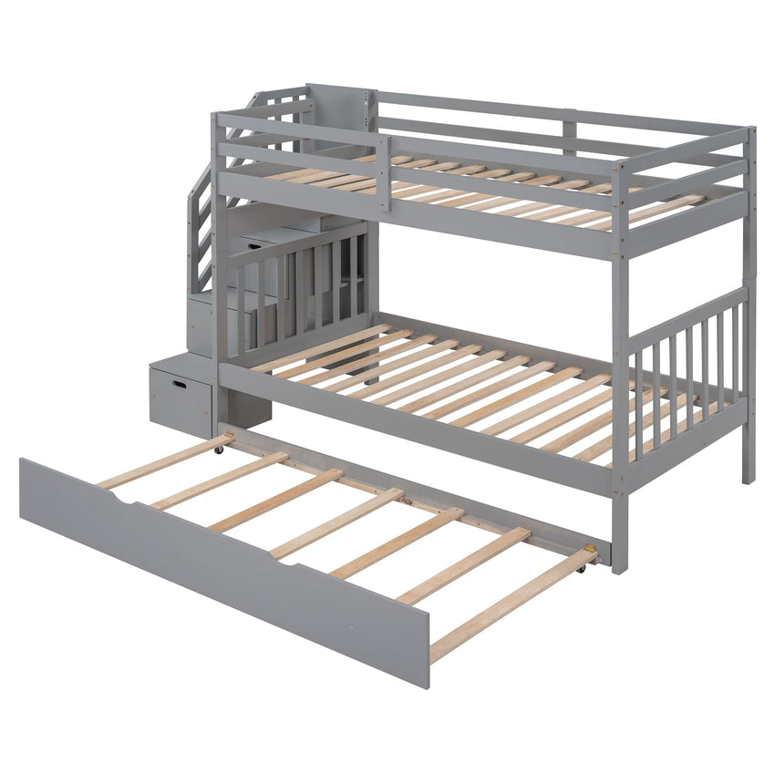 Twin over Twin/Full Bunk Bed with Twin Size Trundle - 7DAY'S