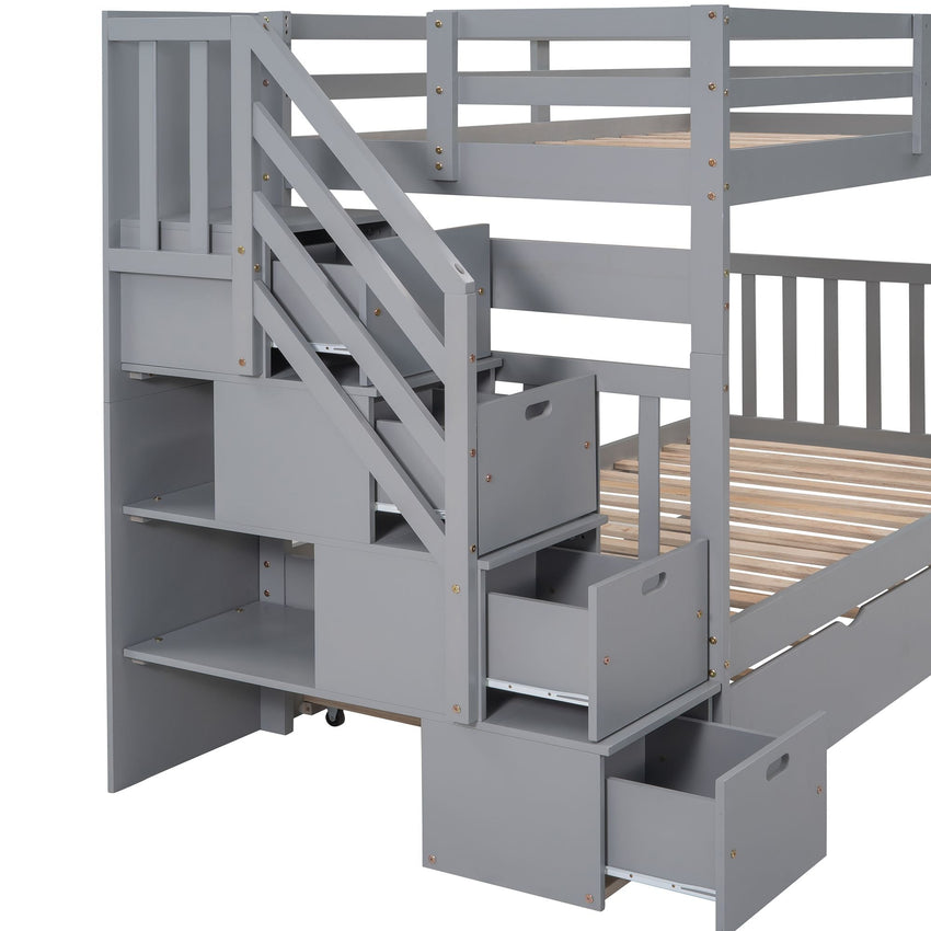 Twin over Twin/Full Bunk Bed with Twin Size Trundle - 7DAY'S