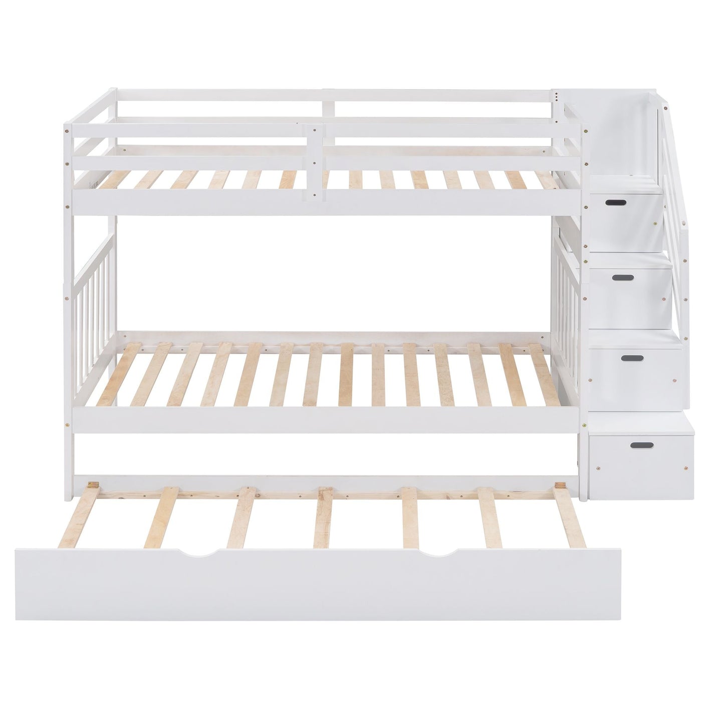 Twin over Twin/Full Bunk Bed with Twin Size Trundle - 7DAY'S