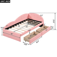 Twin Size PU Upholstered Tufted Daybed with Two Drawers and Cloud Shaped Guardrail - 7DAY'S