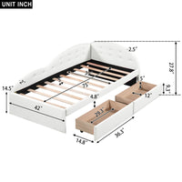 Twin Size PU Upholstered Tufted Daybed with Two Drawers and Cloud Shaped Guardrail - 7DAY'S