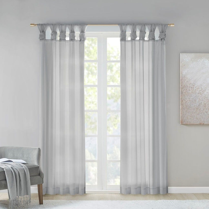 Twist Tab Voile Sheer Window Pair - 7DAY'S