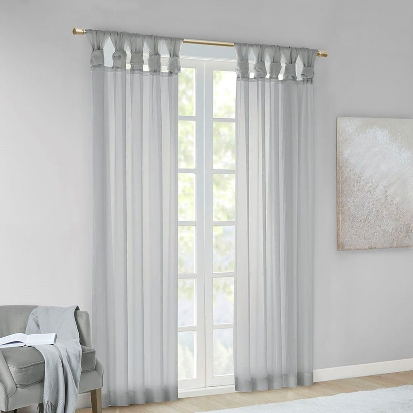 Twist Tab Voile Sheer Window Pair - 7DAY'S