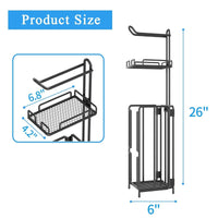 Two stood - standing sanitary paper bracket brackets, toilet paper rolls with shelves, and reserve for bathroom storage, mobile phones, giant rolls, black - 7DAY'S