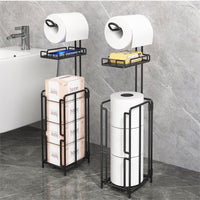 Two stood - standing sanitary paper bracket brackets, toilet paper rolls with shelves, and reserve for bathroom storage, mobile phones, giant rolls, black - 7DAY'S