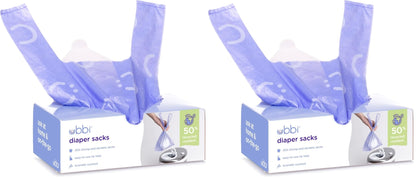 Ubbi Disposable Diaper Sacks, Lavender Scented, Easy - To - Tie Tabs, Diaper Disposal or Pet Waste Bags, 200 Count - 7DAY'S