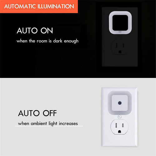 Uigos LED Night Light Lamp with Smart Sensor Dusk to Dawn Sensor, Daylight White, 0.5W Plug - in, 6 - Pack - 7DAY'S