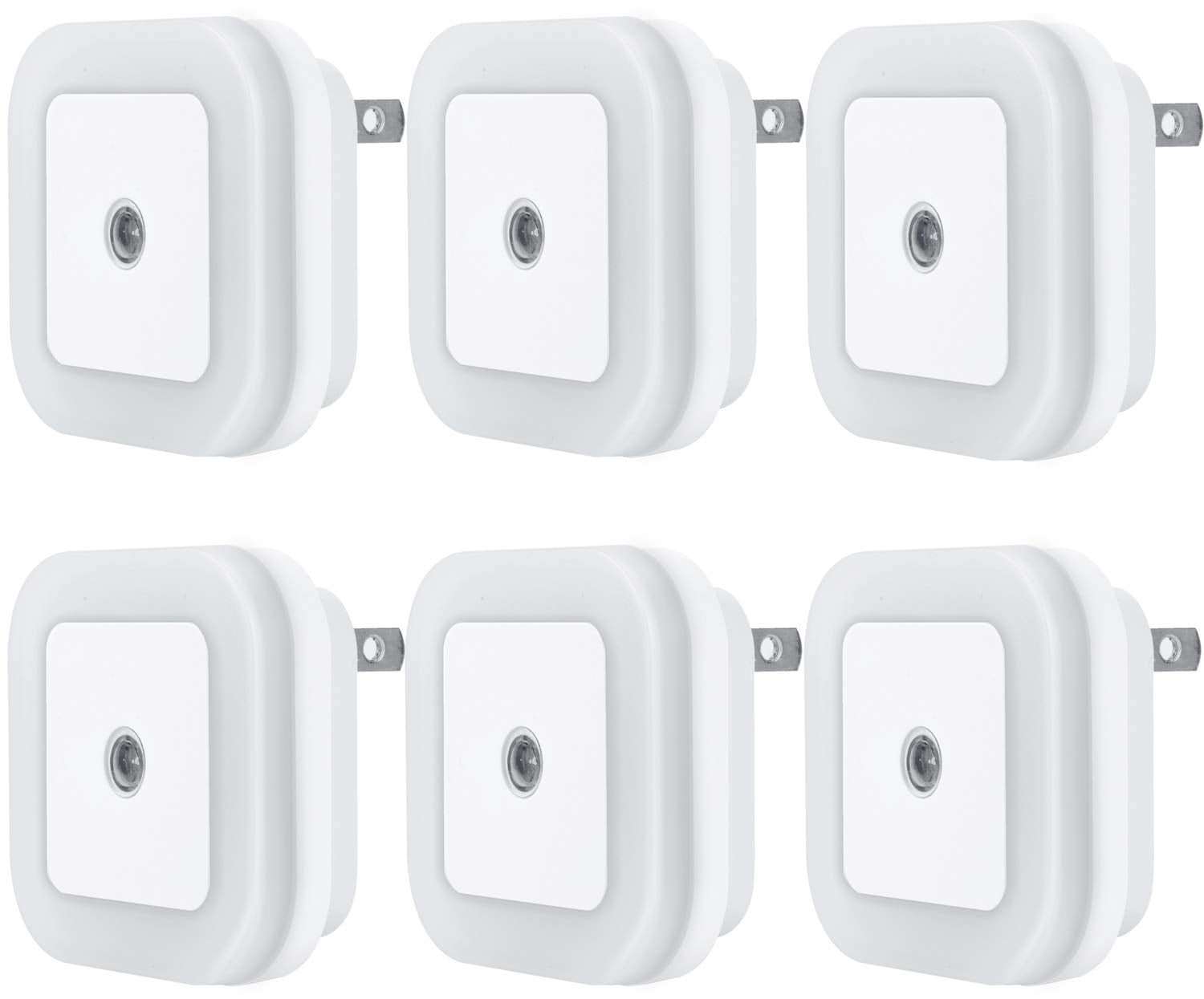Uigos LED Night Light Lamp with Smart Sensor Dusk to Dawn Sensor, Daylight White, 0.5W Plug - in, 6 - Pack - 7DAY'S
