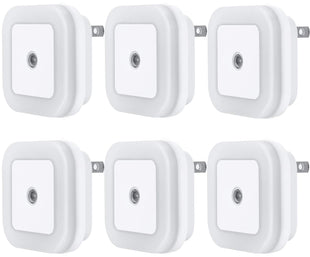 Uigos LED Night Light Lamp with Smart Sensor Dusk to Dawn Sensor, Daylight White, 0.5W Plug-in, 6-Pack