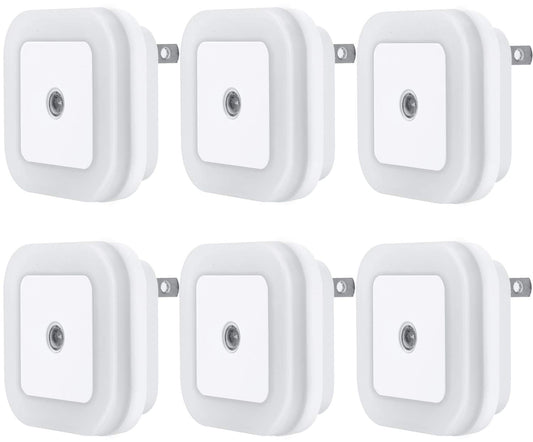 Uigos LED Night Light Lamp with Smart Sensor Dusk to Dawn Sensor, Daylight White, 0.5W Plug - in, 6 - Pack - 7DAY'S