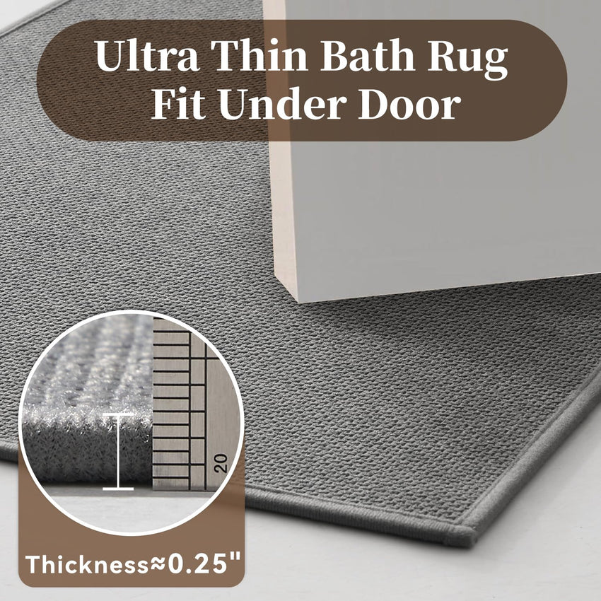 Ultra Thin Bath Mats for Bathroom Mat Quick Dry, Non Slip PVC Backing Washable Bathroom Rugs, Absorbent Bath Rugs for Floor,20"x32",Grey - 7DAY'S