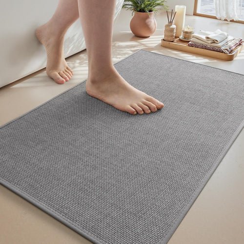 Ultra Thin Bath Mats for Bathroom Mat Quick Dry, Non Slip PVC Backing Washable Bathroom Rugs, Absorbent Bath Rugs for Floor,20"x32",Grey