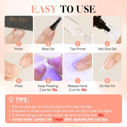 UNA GELLA Gel Nail Glue, Solid Nails Gl ue Gel 40ml Lamp Curing Needed Soak Off G LUE Strong Nail G LUE G el for Acrylic Fake Nails Tips Extension Press On Nails for Gelly Tips - 7DAY'S