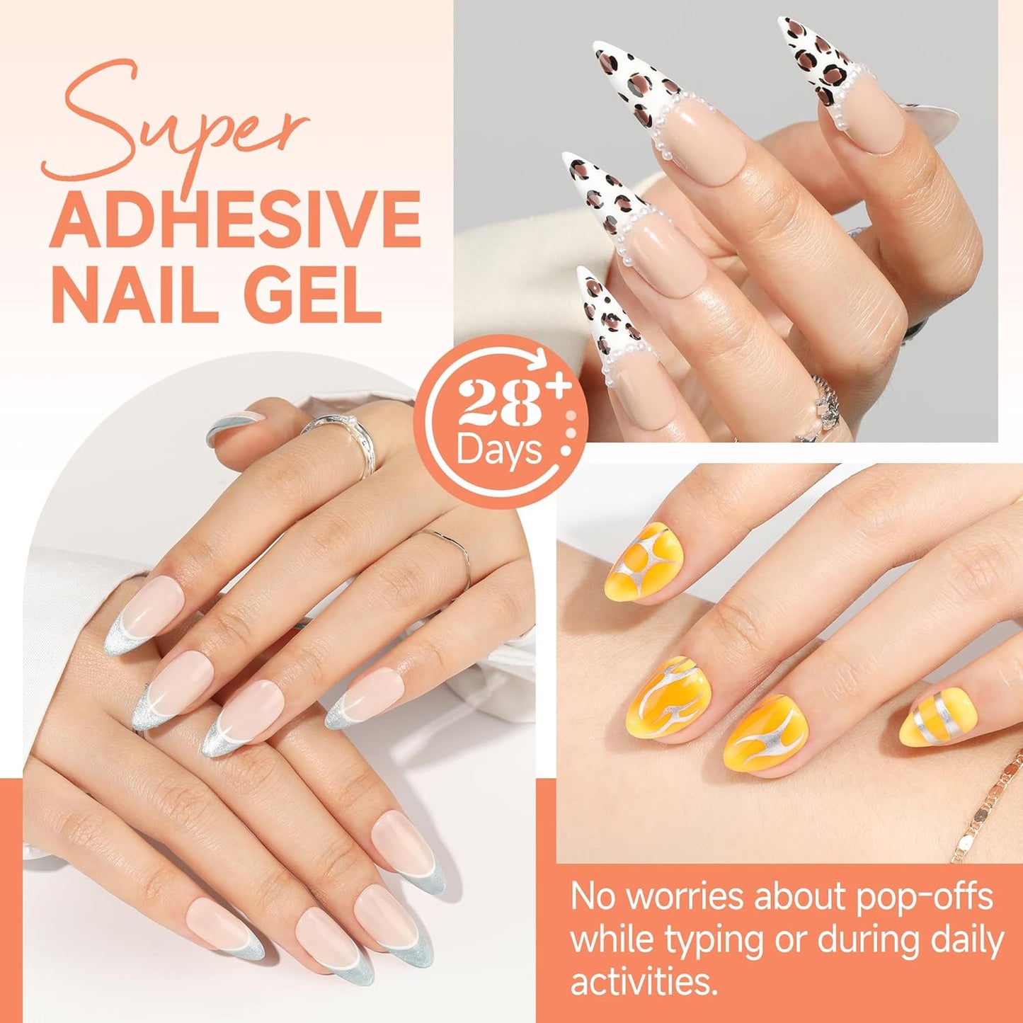 UNA GELLA Solid Nail Glue Gel 15ml Lamp Curing Needed Solid Soak Off U V/LED Lamp Required Super Strong Glue for Fake Acrylic Soft Gel Nail Tips Press On Nails Art Extension - 7DAY'S