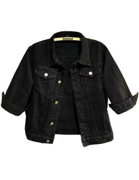 Unilexi Women's 3/4 Sleeve Colored Cropped Denim Jacket Light Wash Short Jean Jacket Trucker Coat - 7DAY'S