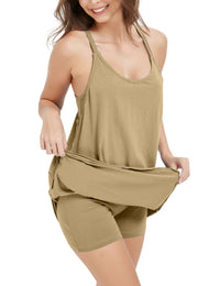 Unilexi Women's Althletic Dresses with Pockets Summer Sleeveless Workout Mini Dress with Shorts Tennis Dress - 7DAY'S
