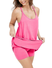 Unilexi Women's Althletic Dresses with Pockets Summer Sleeveless Workout Mini Dress with Shorts Tennis Dress - 7DAY'S