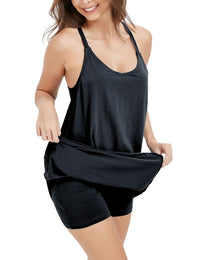 Unilexi Women's Althletic Dresses with Pockets Summer Sleeveless Workout Mini Dress with Shorts Tennis Dress - 7DAY'S