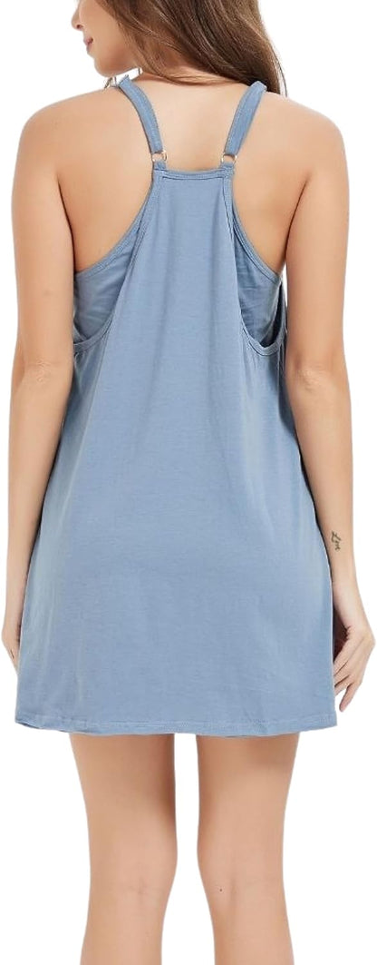 Unilexi Women's Althletic Dresses with Pockets Summer Sleeveless Workout Mini Dress with Shorts Tennis Dress - 7DAY'S
