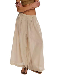 Unilexi Womens Casual Elastic Waist Wide Leg Palazzo Pants Low - Rise Flowy Beach Dress Pants - 7DAY'S