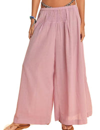 Unilexi Womens Casual Elastic Waist Wide Leg Palazzo Pants Low - Rise Flowy Beach Dress Pants - 7DAY'S