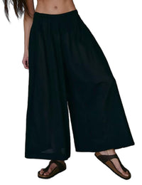 Unilexi Womens Casual Elastic Waist Wide Leg Palazzo Pants Low - Rise Flowy Beach Dress Pants - 7DAY'S