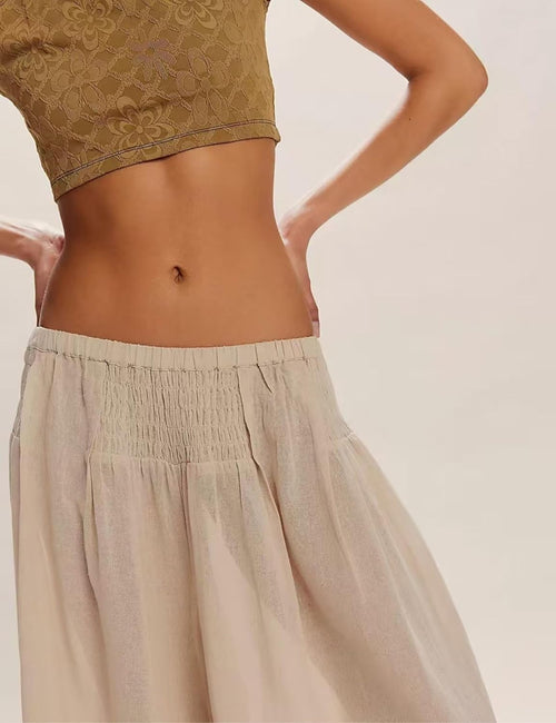 Unilexi Womens Casual Elastic Waist Wide Leg Palazzo Pants Low - Rise Flowy Beach Dress Pants - 7DAY'S